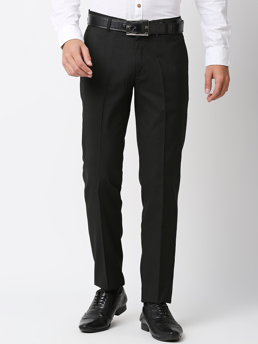 Solemio Men Slim Fit Formal Trousers, Black