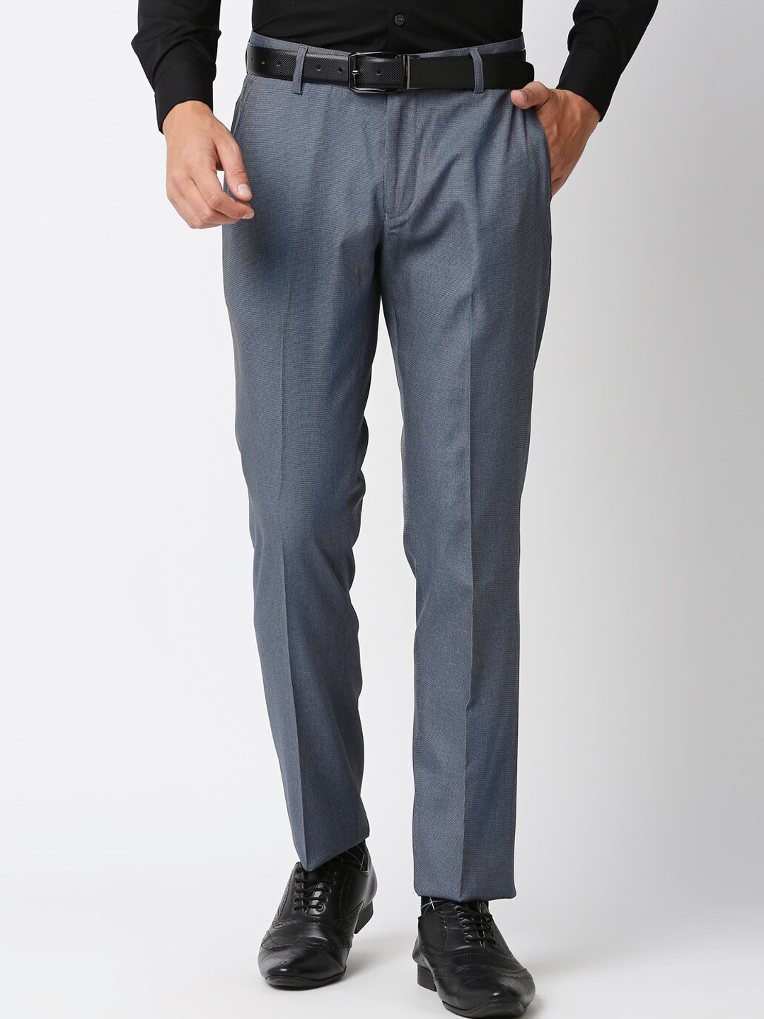 

Solemio Men Slim Fit Formal Trousers, Black