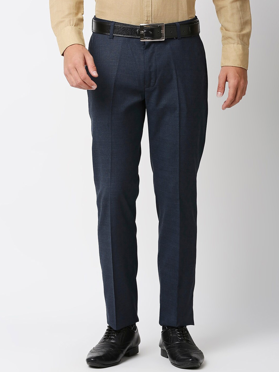 

Solemio Men Mid-Rise Regular Fit Formal Trousers, Blue