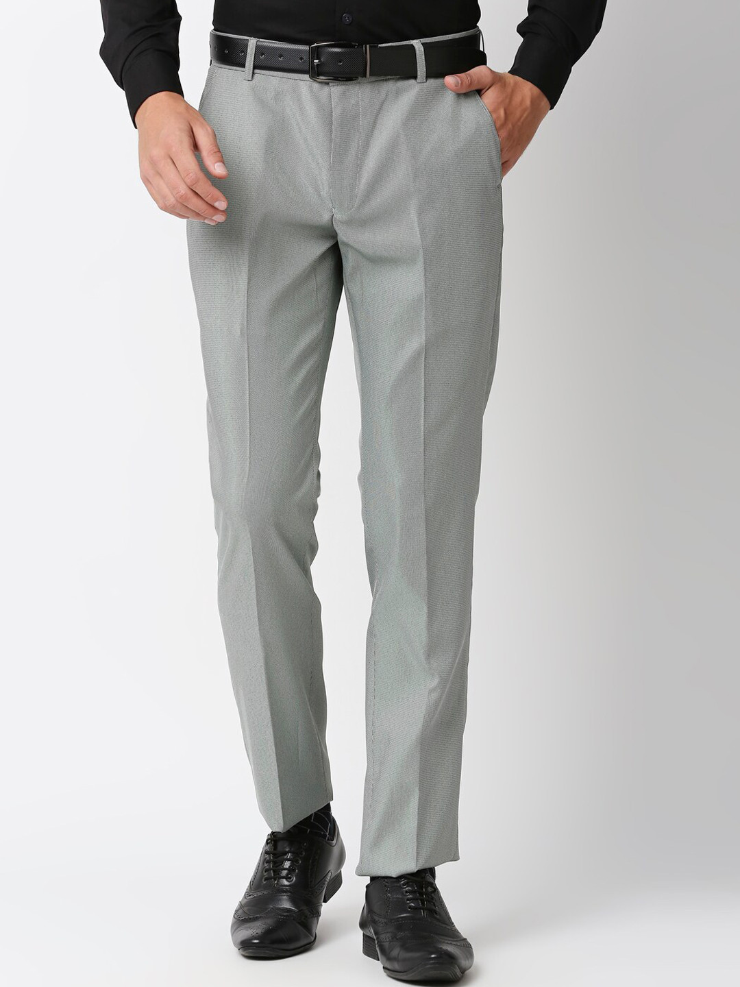 

Solemio Men Mid-Rise Formal Trousers, Grey