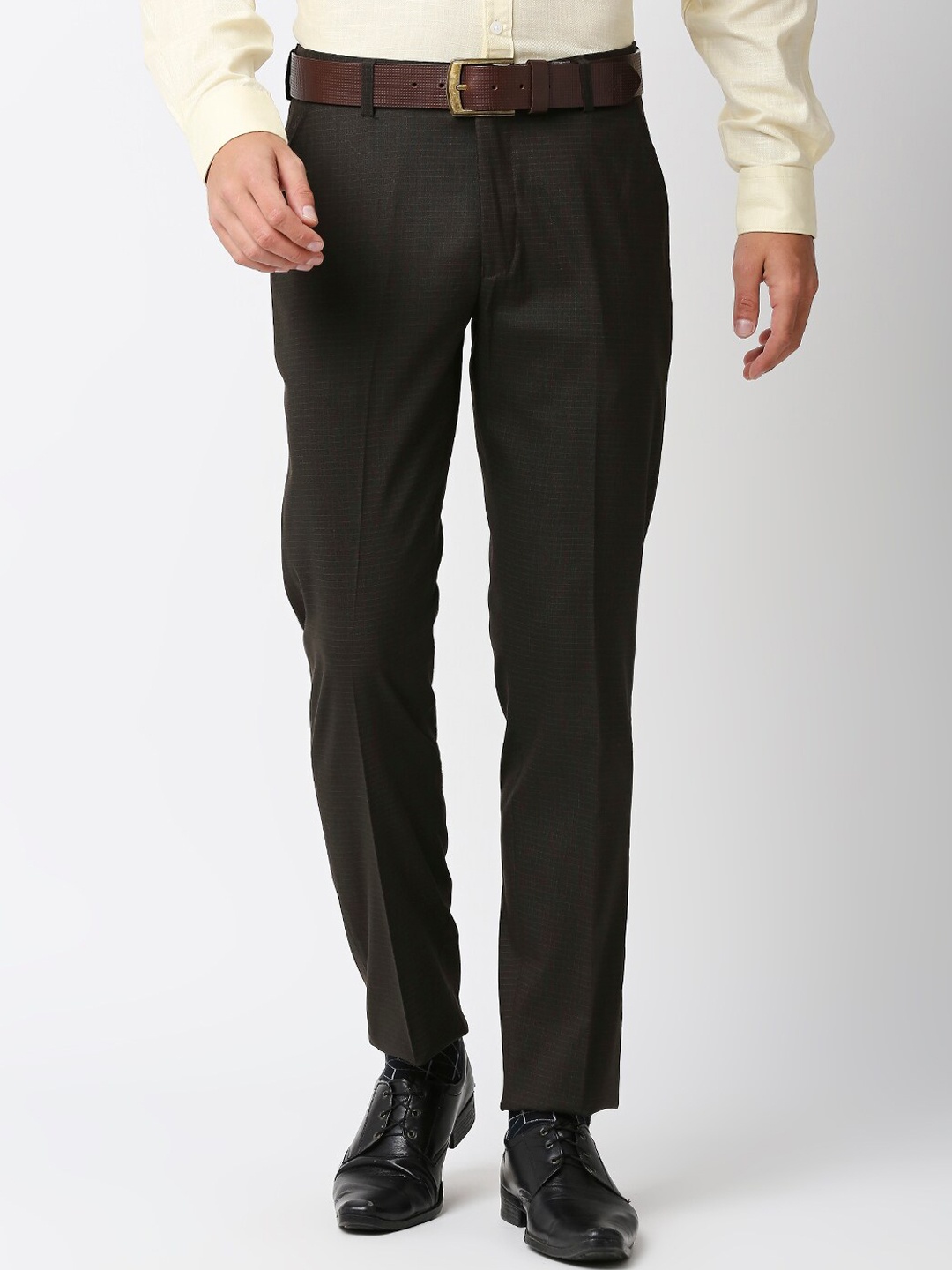 Solemio Men Slim Fit Formal Trousers, Brown