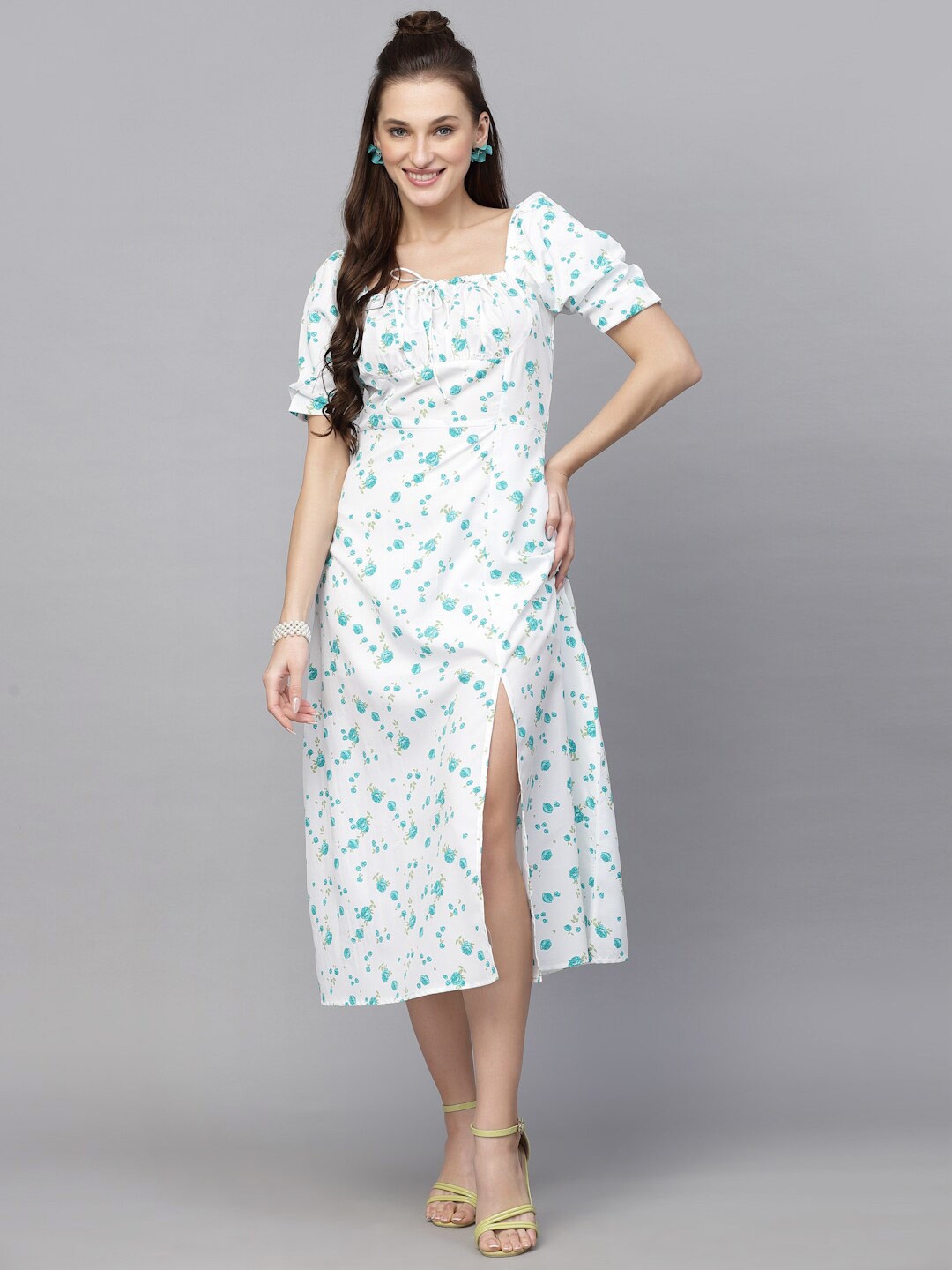 

aayu Floral Crepe A-Line Midi Dress, Green