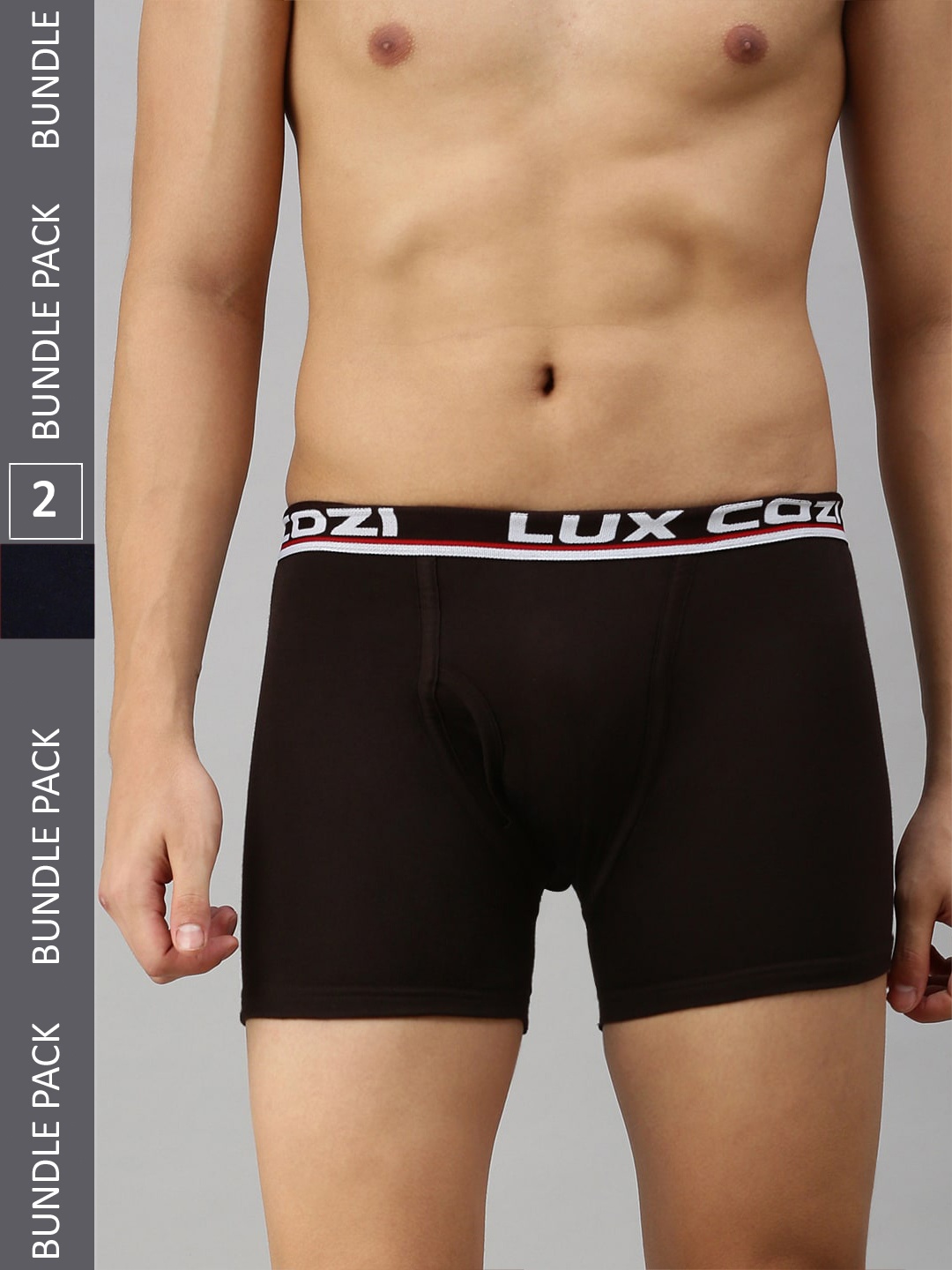 

Lux Cozi Men Pack Of 2 Solid Trunks- COZI_BIGSHOT_LONG_BRN_NB_2PC, Brown