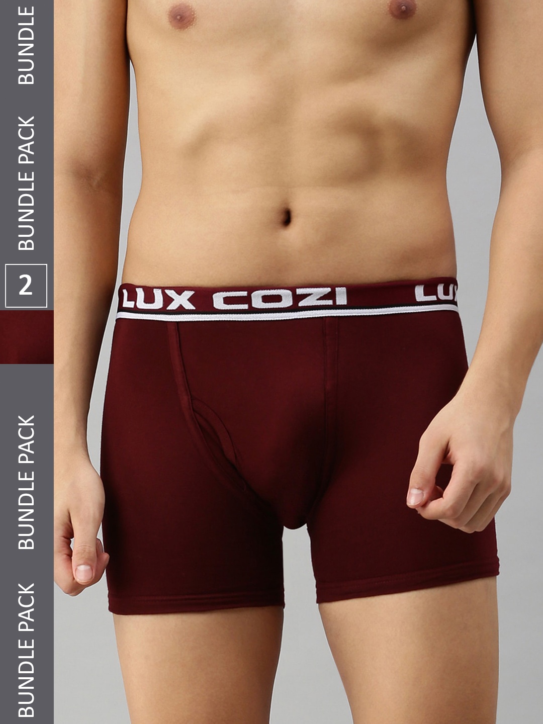 

Lux Cozi Men Pack Of 2 Logo Detail Trunks, Maroon