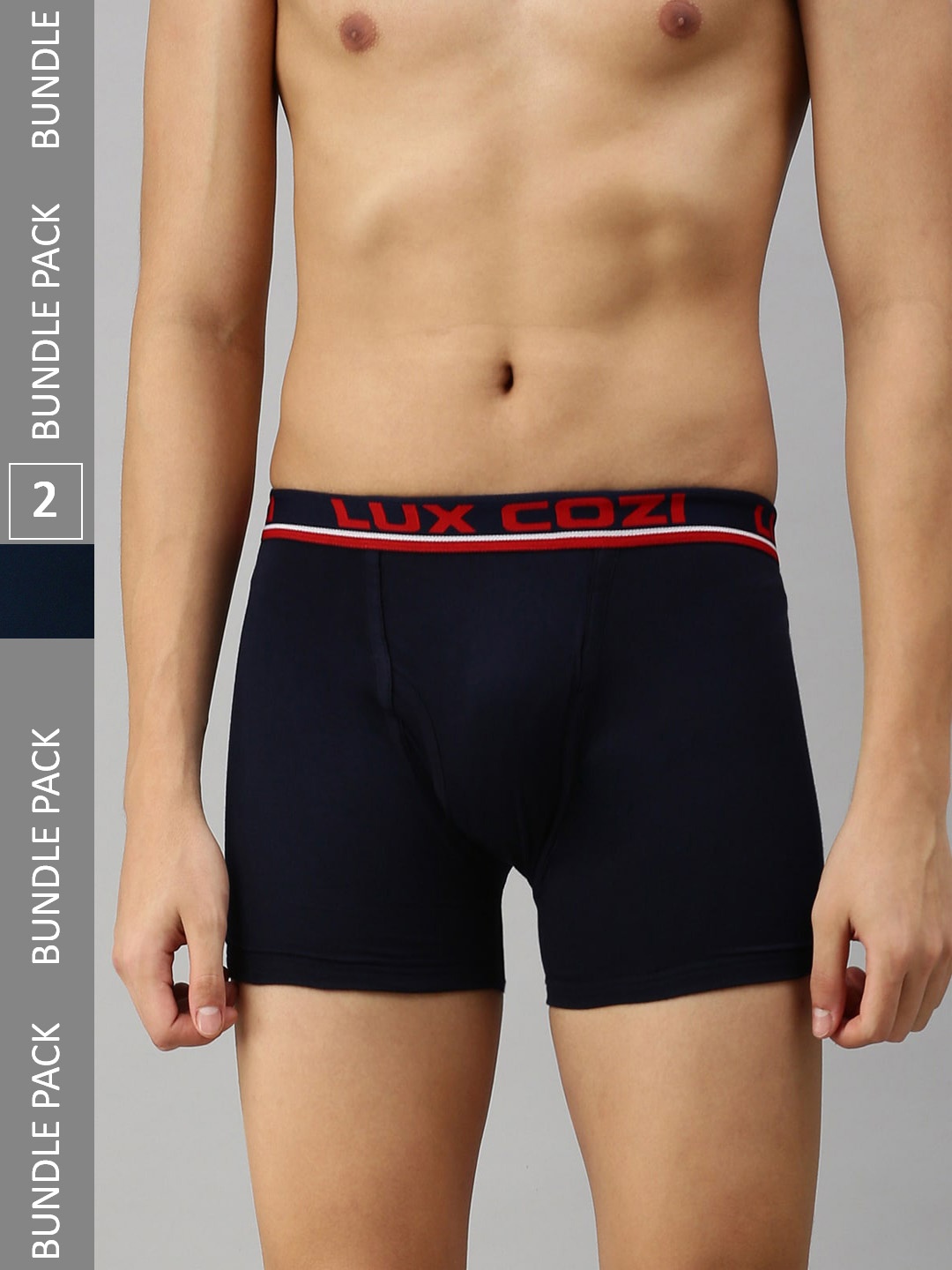 

Lux Cozi Men Pack Of 2 Logo Printed Detail Trunks, Navy blue