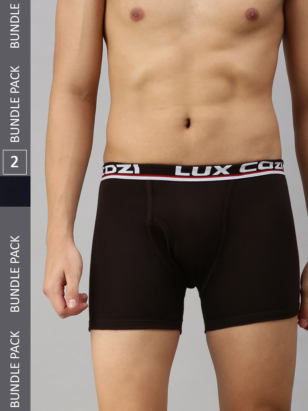 

Lux Cozi Men Pack Of 2 Logo Printed Detail Trunks, Brown