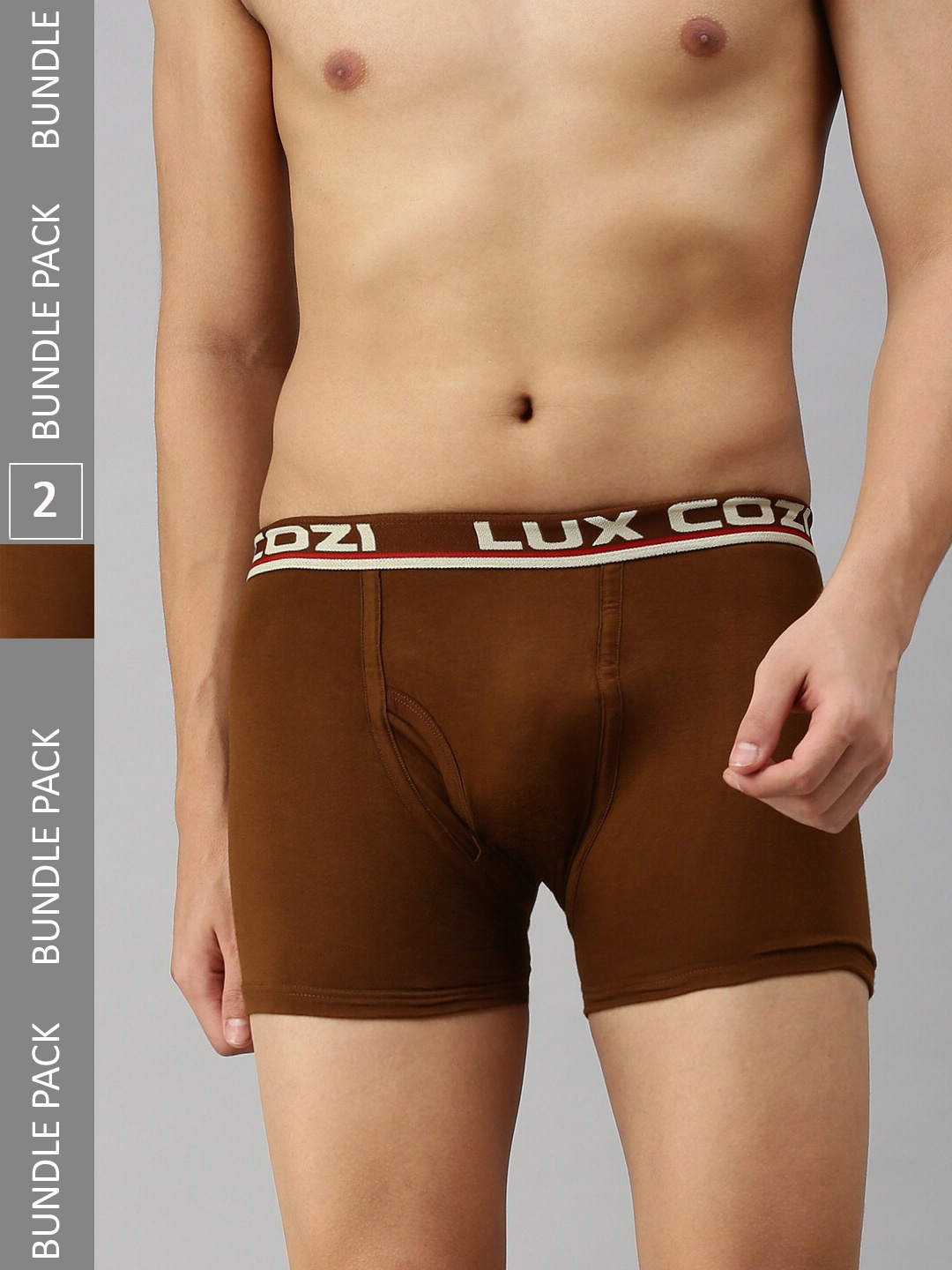

Lux Cozi Men Pack Of 2 Logo Printed Detail Trunks, Mustard