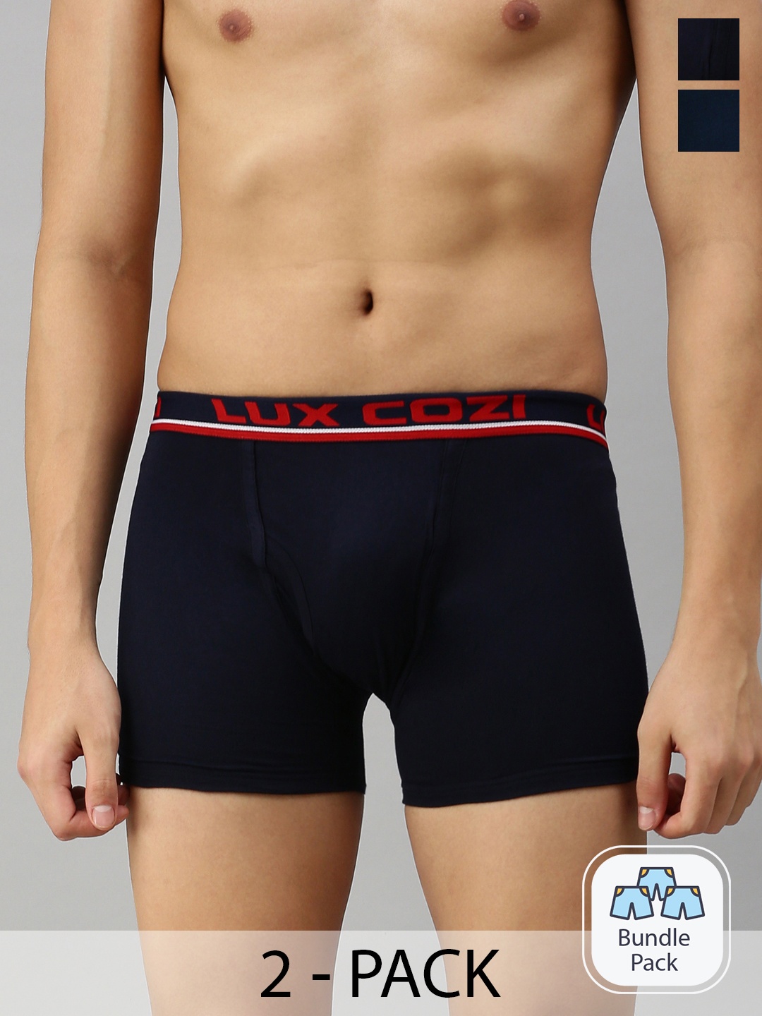 

Lux Cozi Men Pack Of 2 Logo Printed Detail Trunks, Blue