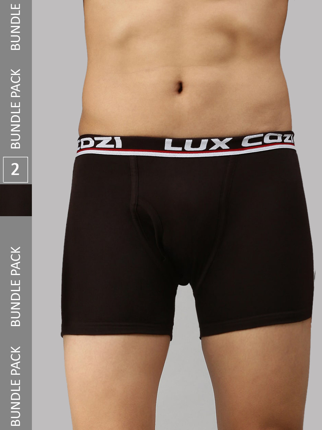 

Lux Cozi Men Pack Of 2 Logo Printed Detail Trunks, Brown