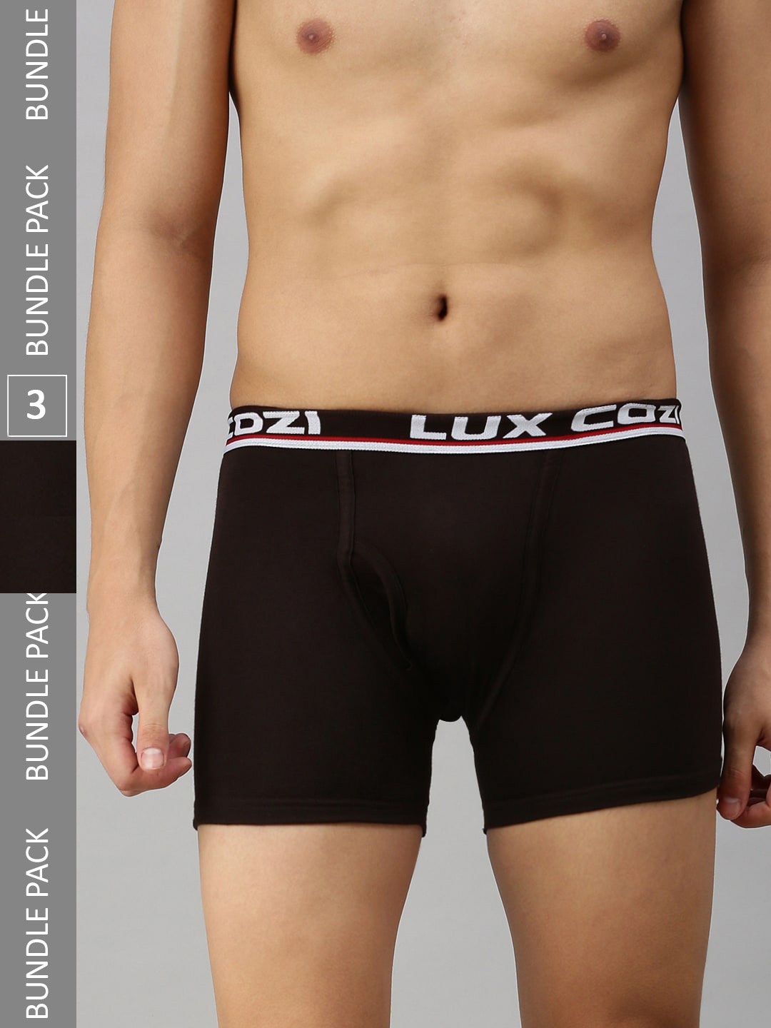 

Lux Cozi Men Pack Of 3 Brand Logo Printed Trunks, Black
