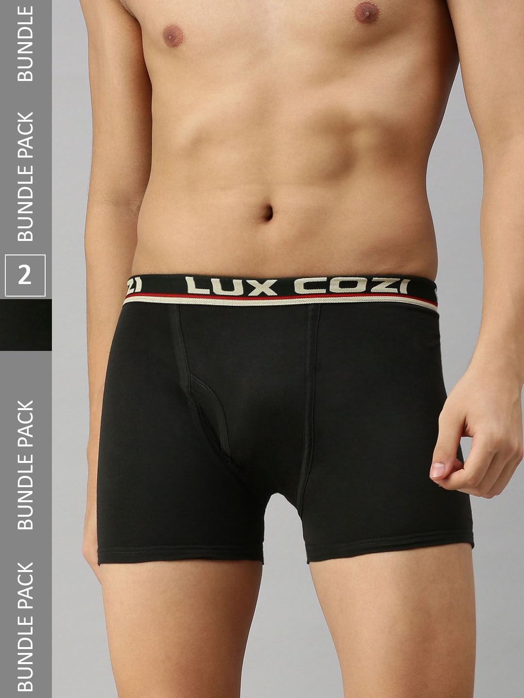 

Lux Cozi Men Pack Of 2 Logo Printed Detail Trunks, Black