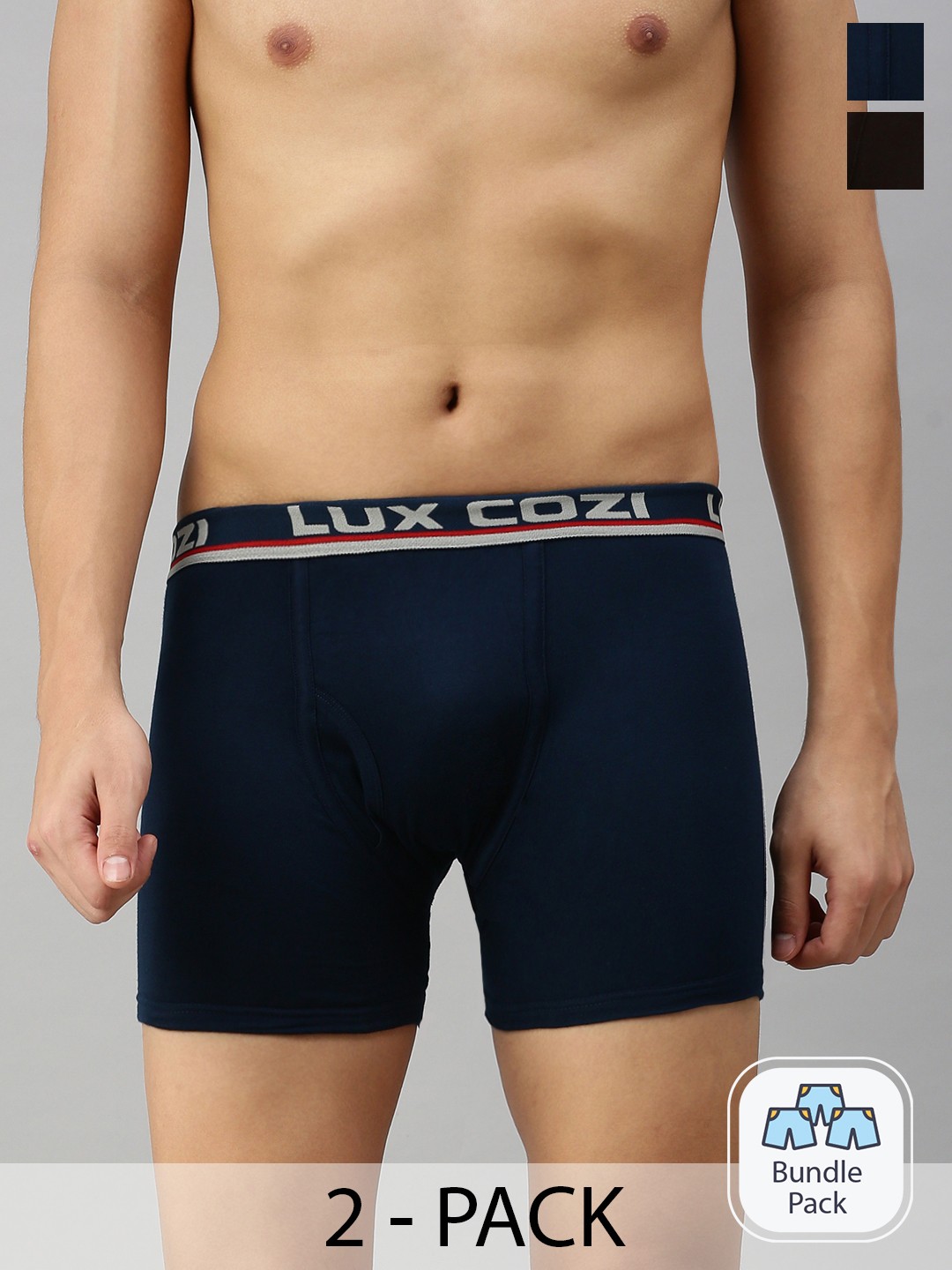 

Lux Cozi Men Pack Of 2 Logo Printed Detail Trunks, Brown