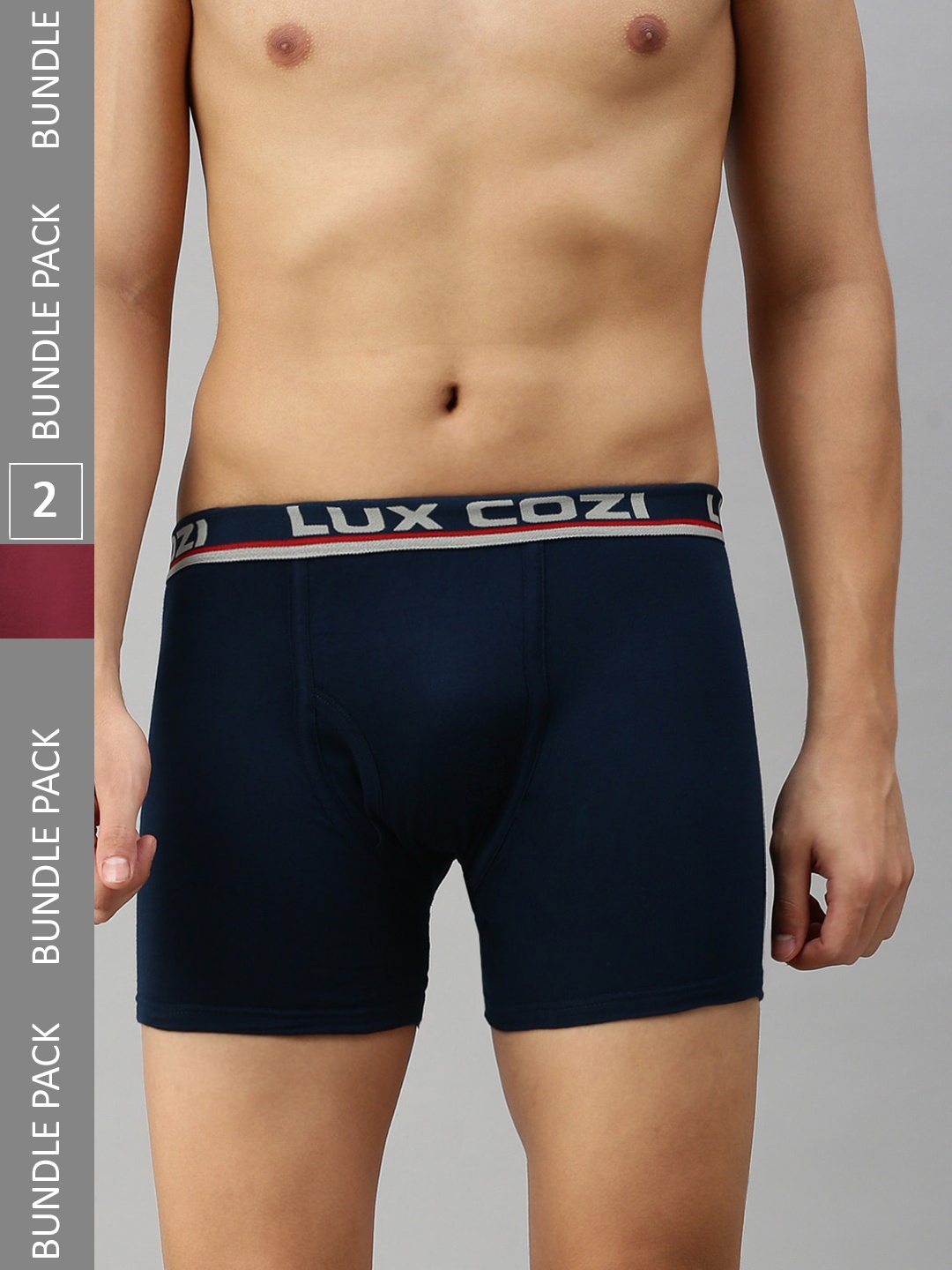 

Lux Cozi Men Pack Of 2 Outer Elastic Long Trunks COZI_BIGSHOT_LONG_MBU_2PC, Blue