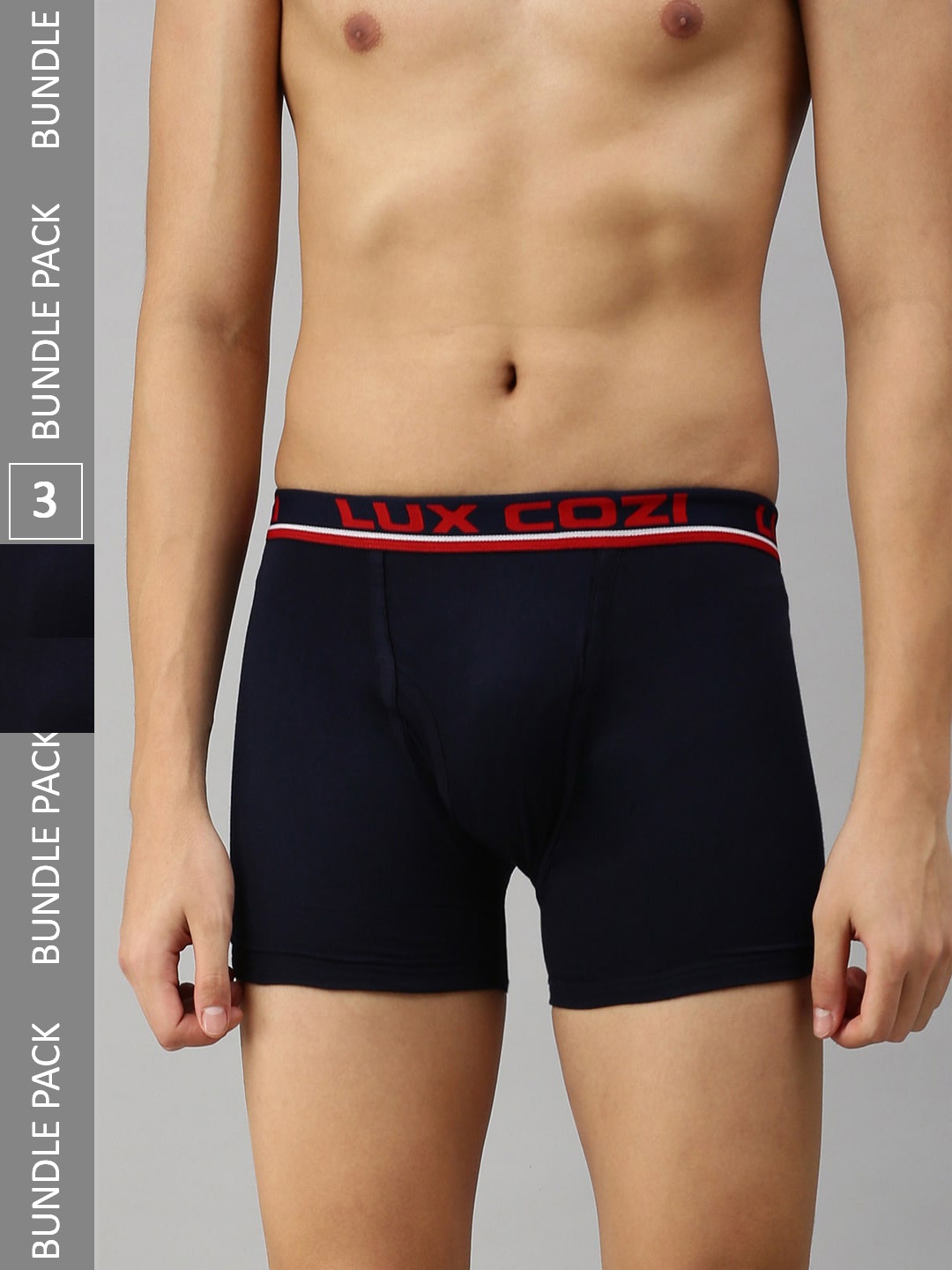 

Lux Cozi Men Pack Of 3 Logo Printed Detail Trunks COZI_BIGSHOT_LONG_NB, Navy blue