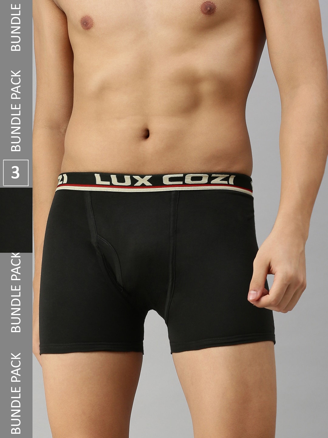 

Lux Cozi Men Pack Of 3 Logo Printed Detail Trunks, Black