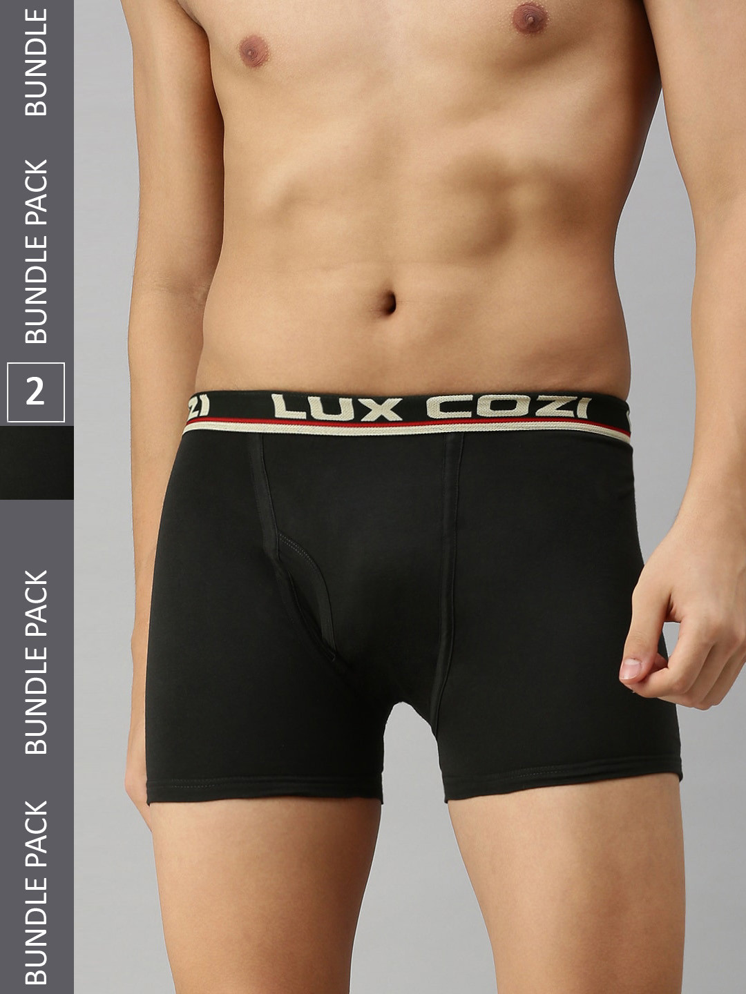 

Lux Cozi Men Pack Of 2 Logo Printed Detail Trunks- COZI_BIGSHOT_LONG_DG_2PC, Grey
