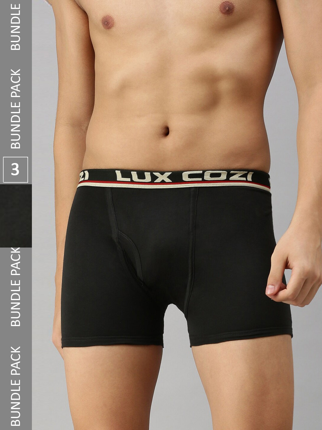

Lux Cozi Men Pack Of 3 Logo Printed Detail Trunks, Black