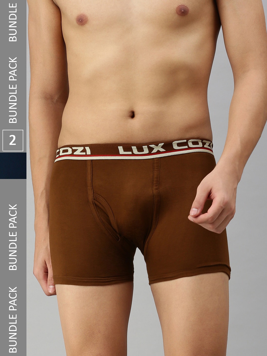 

Lux Cozi Men Pack Of 2 Logo Printed Waistband Sleek & Comfortable Trunks, Blue
