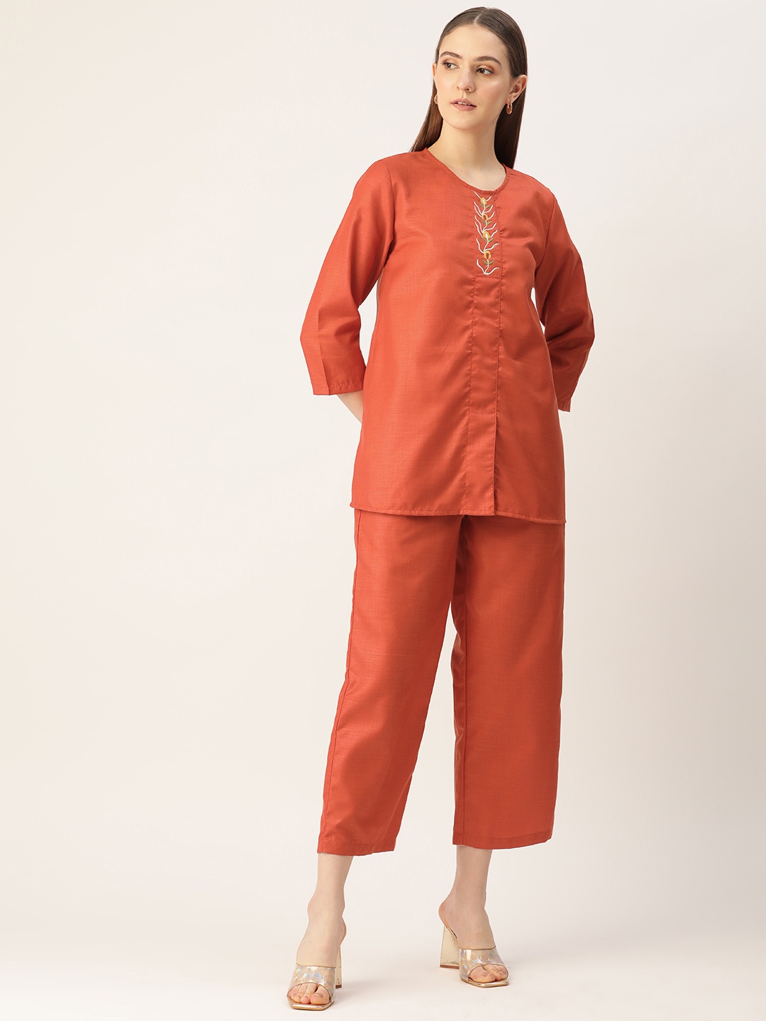 

Off Label Women Top & Trousers Set, Rust