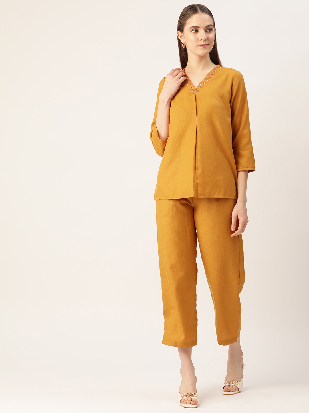 

Off Label Women Top & Trousers Set, Mustard