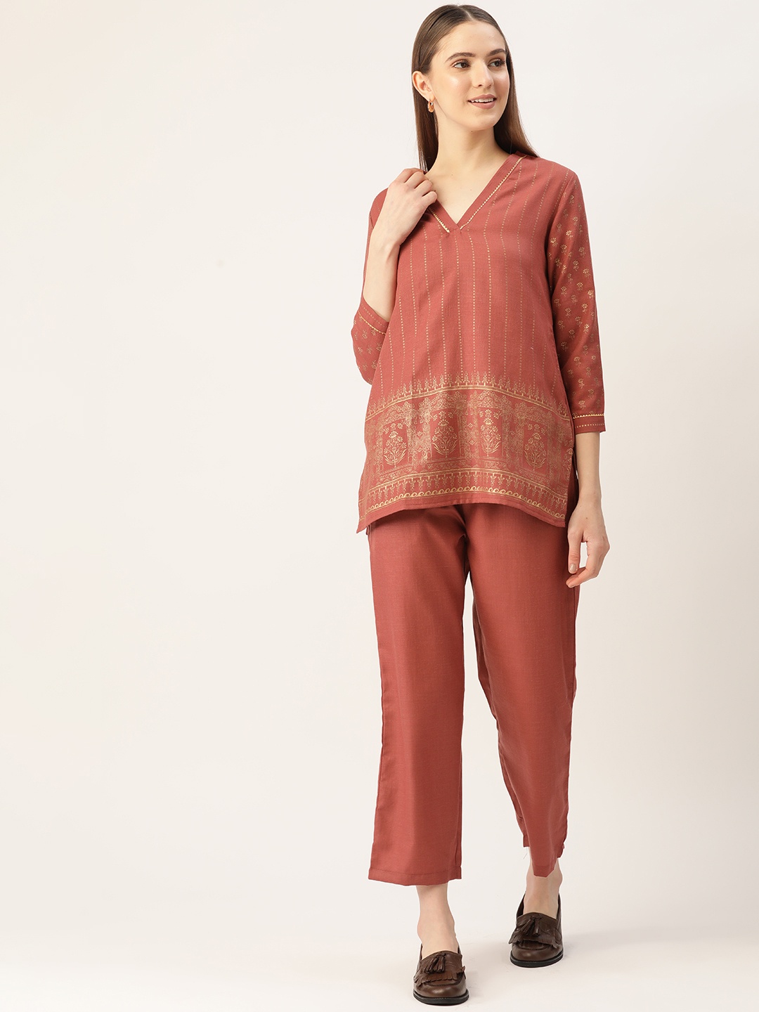 

Off Label Solid Tunic & Trousers Co-ords, Rust