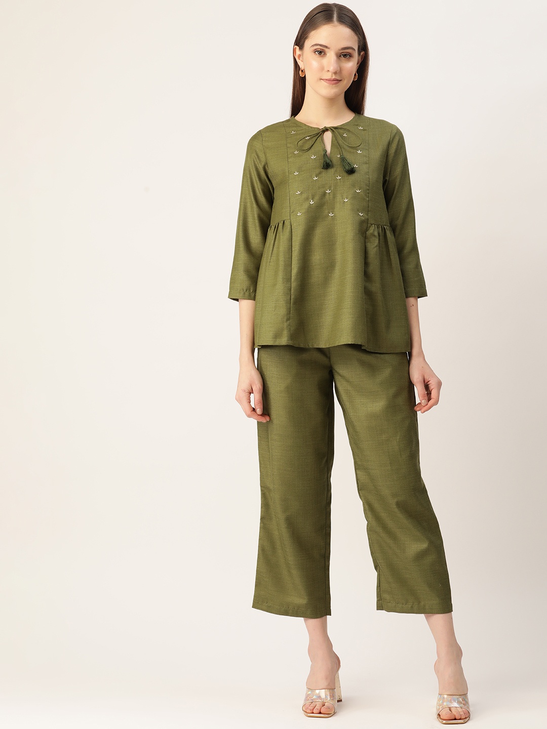 

Off Label Solid Tunic & Trousers Co-ords, Green