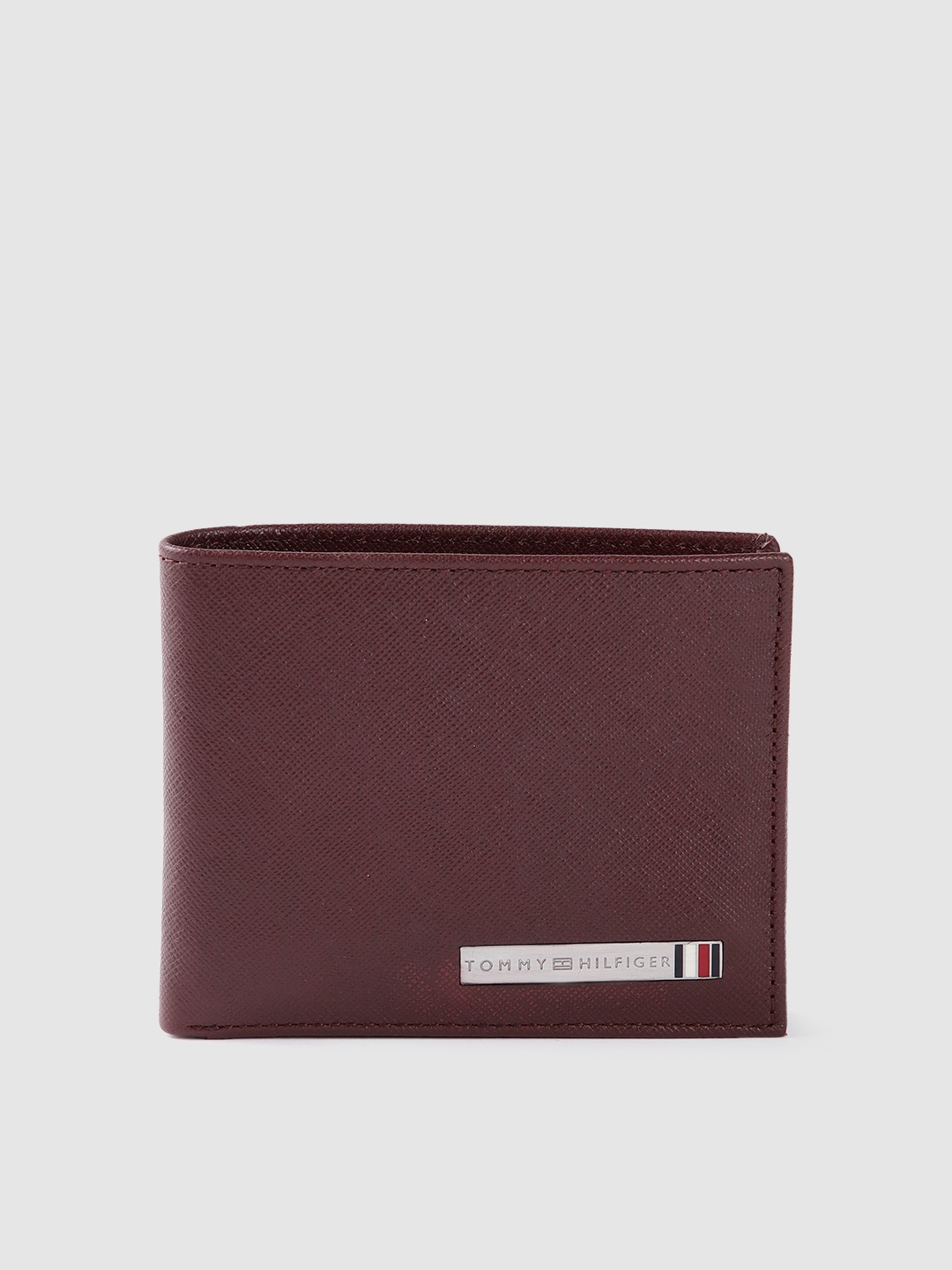 

Tommy Hilfiger Men Applique Leather Two Fold Wallet, Burgundy