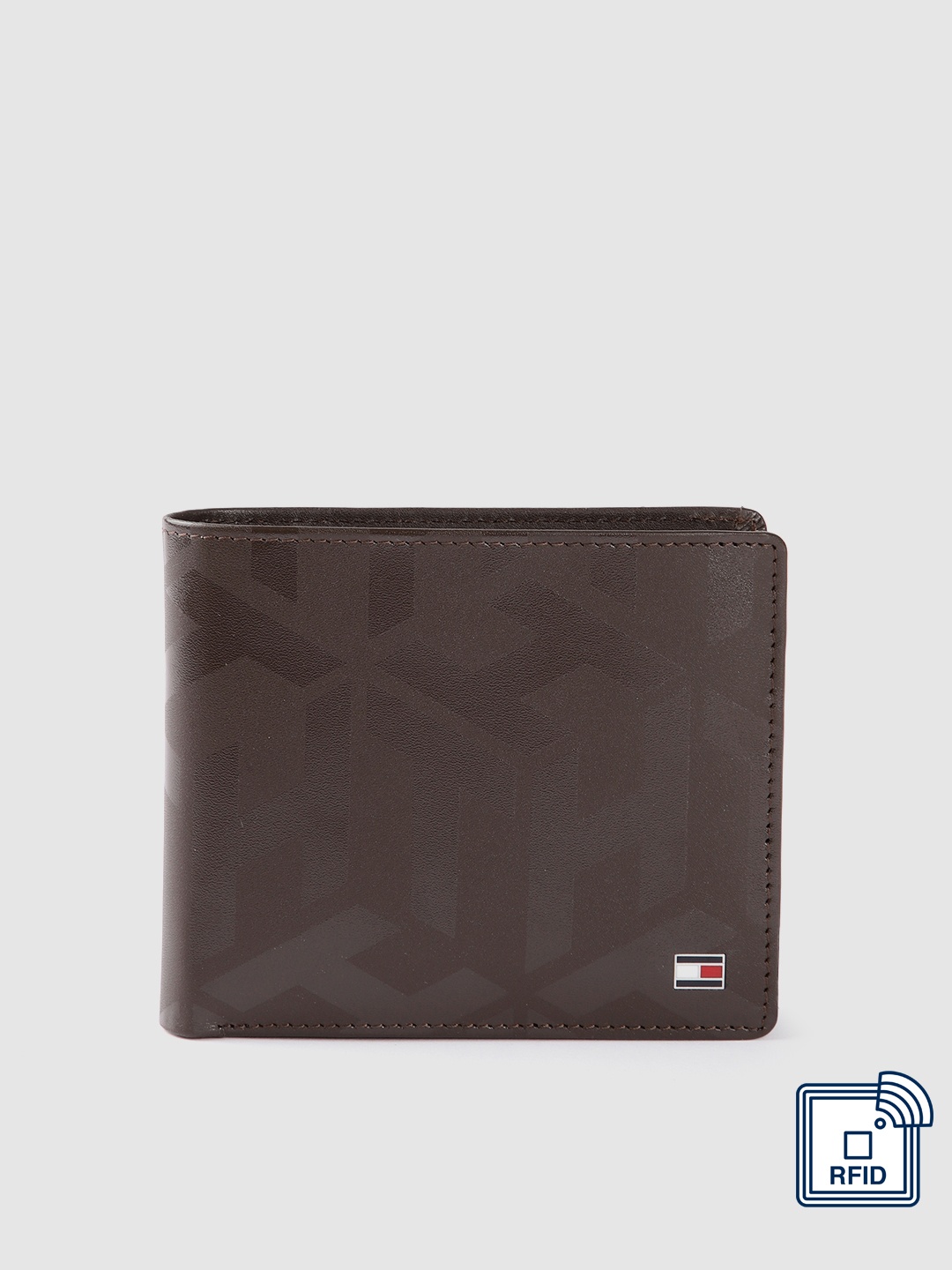 

Tommy Hilfiger Men Printed Leather Two Fold Wallet, Brown