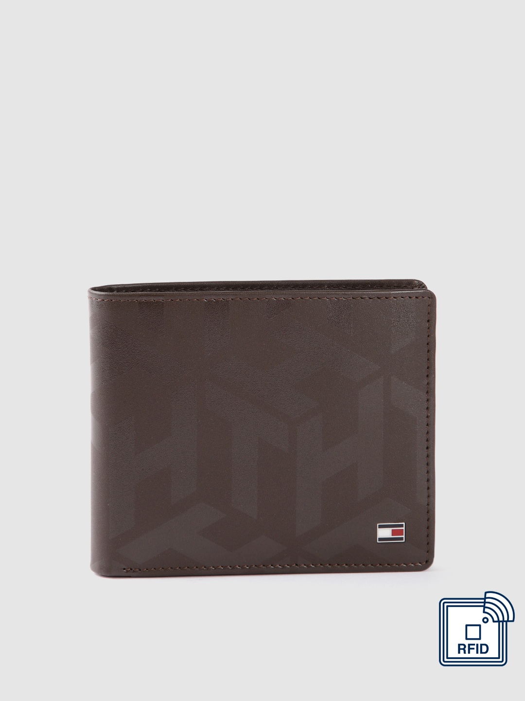 

Tommy Hilfiger Men Printed Leather Two Fold Wallet, Brown