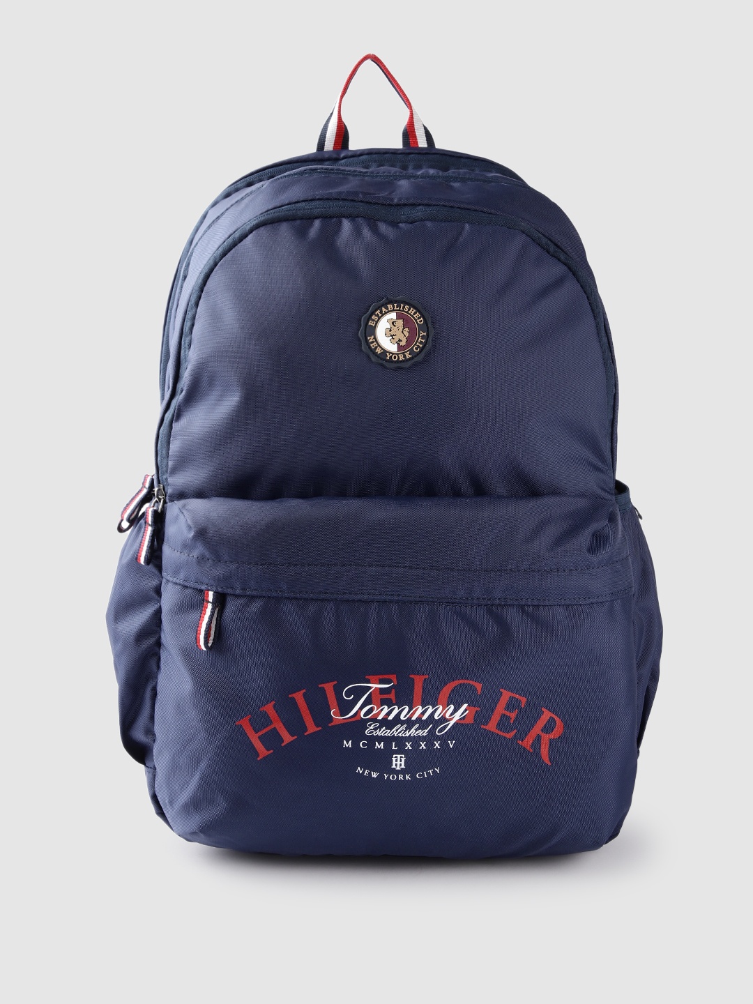 

Tommy Hilfiger Unisex Typography Applique Backpack With Rain Cover, Navy blue