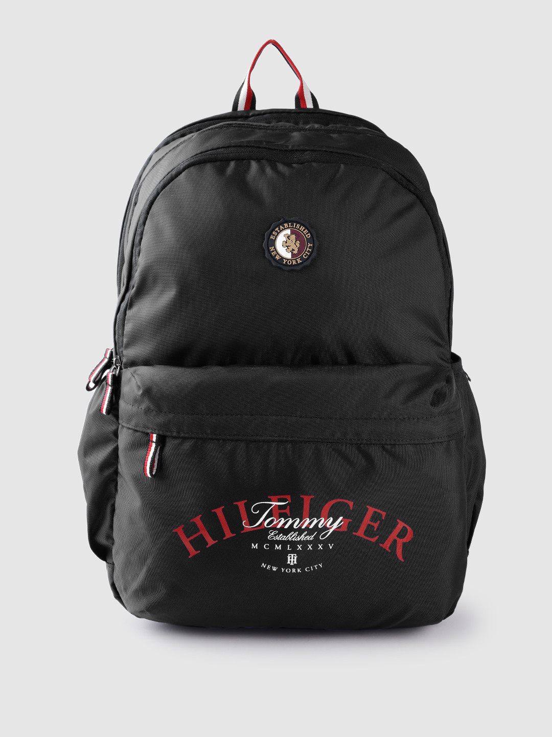 

Tommy Hilfiger Unisex Typography Applique Backpack With Rain Cover, Black