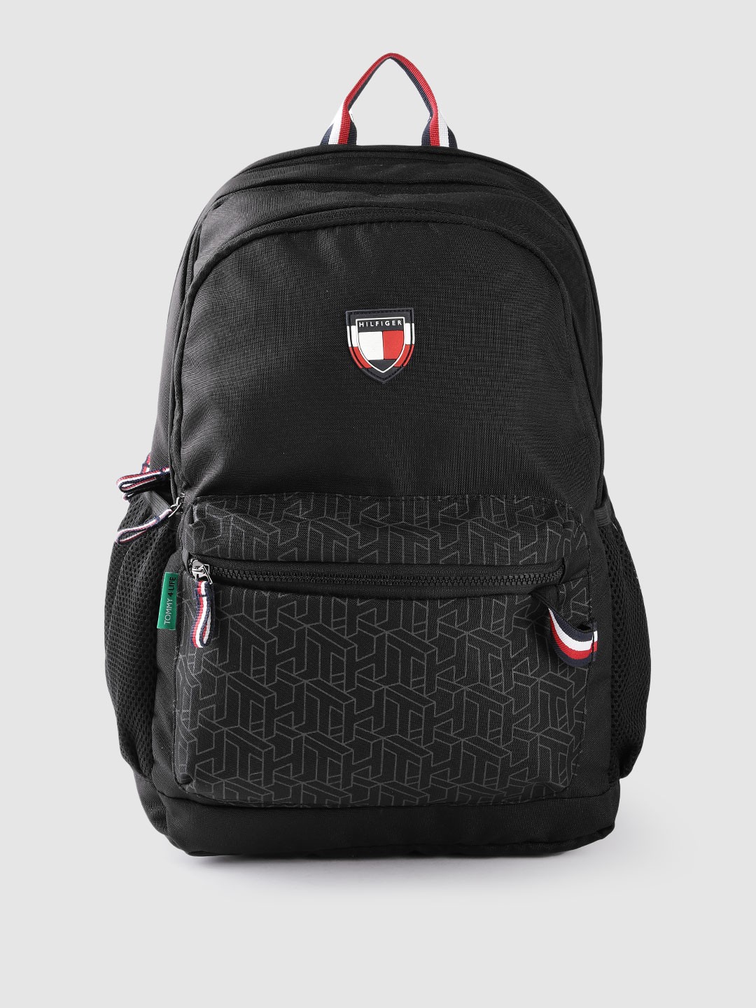 

Tommy Hilfiger Unisex Geometric Print Applique Backpack With Rain Cover, Black