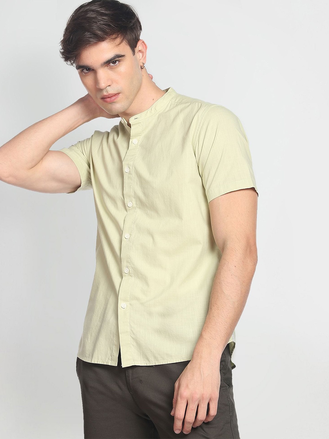

Flying Machine Men Cotton Casual Shirt, Beige