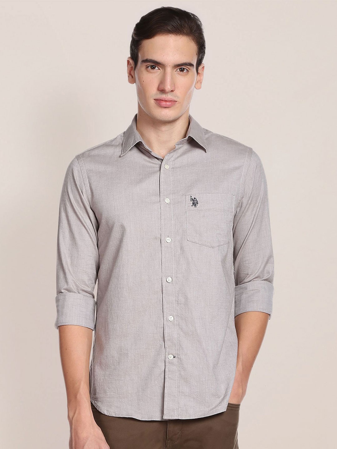 

U.S. Polo Assn. Men Casual Pure Cotton Shirt, Grey