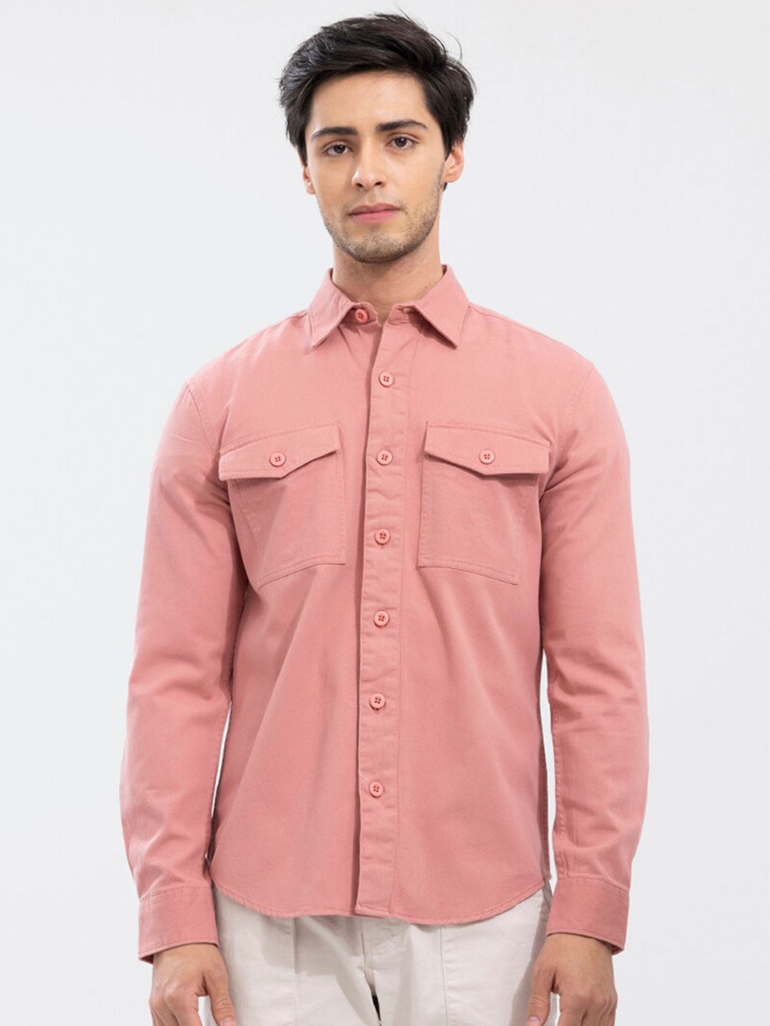

Snitch Men Slim Fit Cotton Casual Shirt, Pink