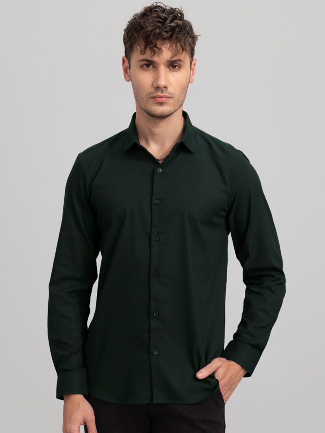 

Snitch Men Slim Fit Casual Cotton Shirt, Olive