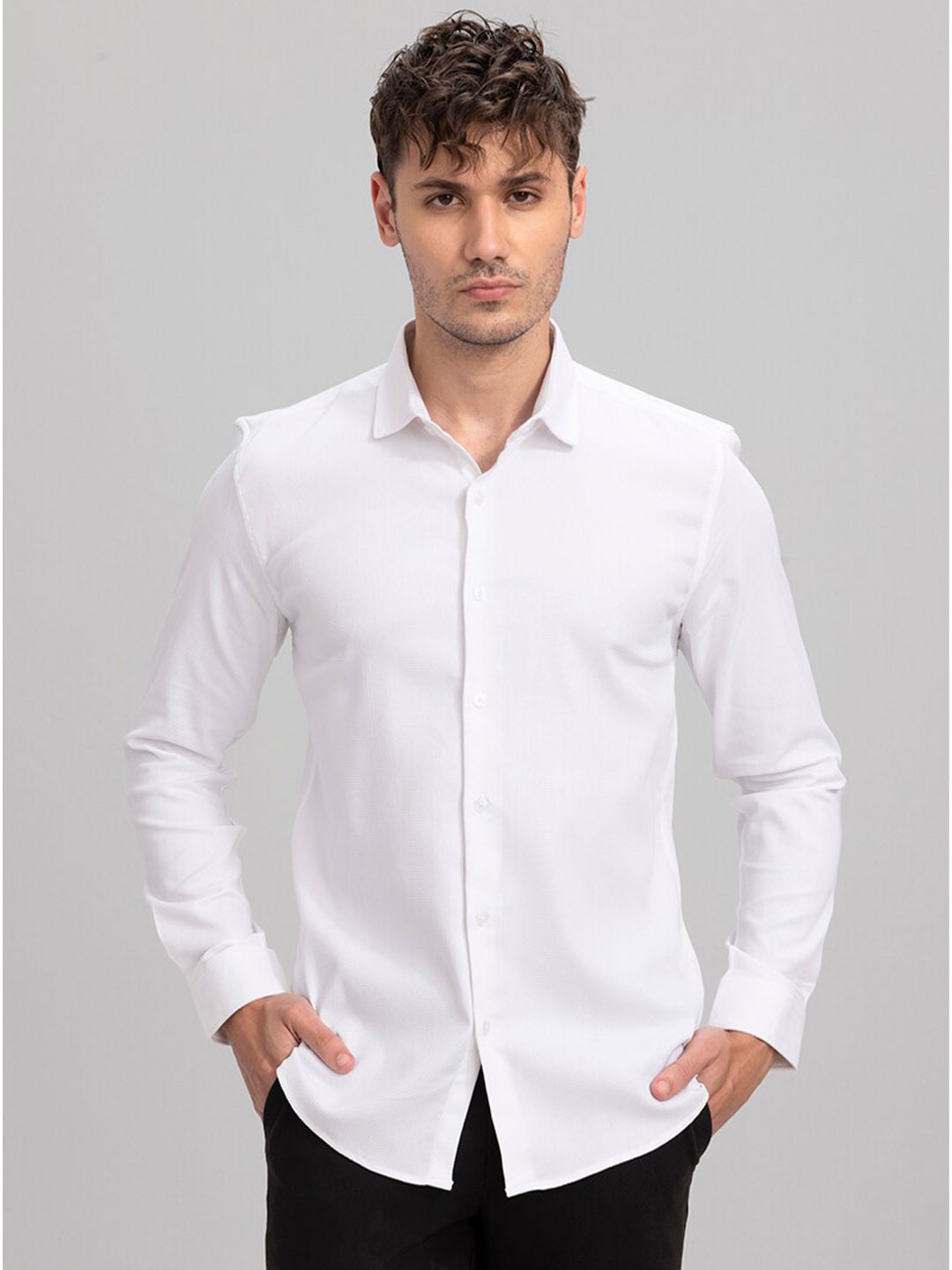 

Snitch Men Slim Fit Cotton Casual Shirt, White