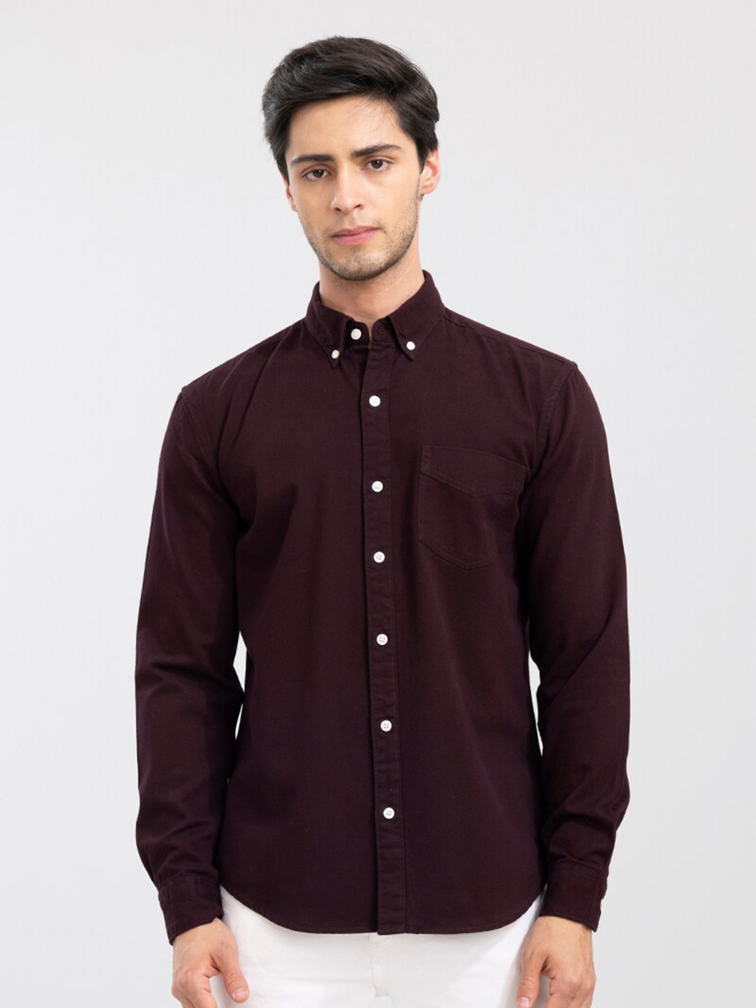 

Snitch Men Slim Fit Casual Cotton Shirt, Maroon