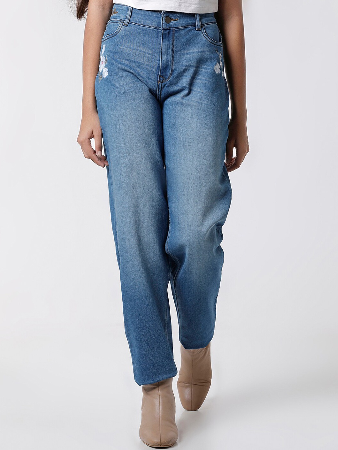

KATE & OSCAR Girls Low Distress Light Fade Non Stretchable Cotton Jeans, Blue