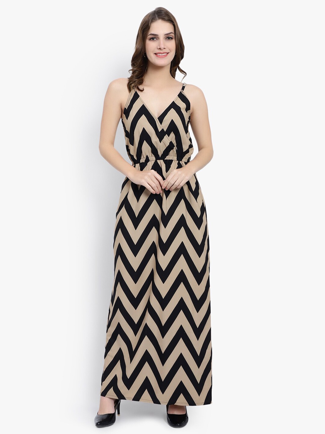 

DRIRO Chevron Printed Maxi Dress, Beige