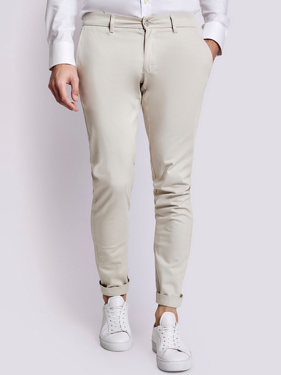 

Bruun & Stengade Men Slim Fit Chinos Trousers, Beige