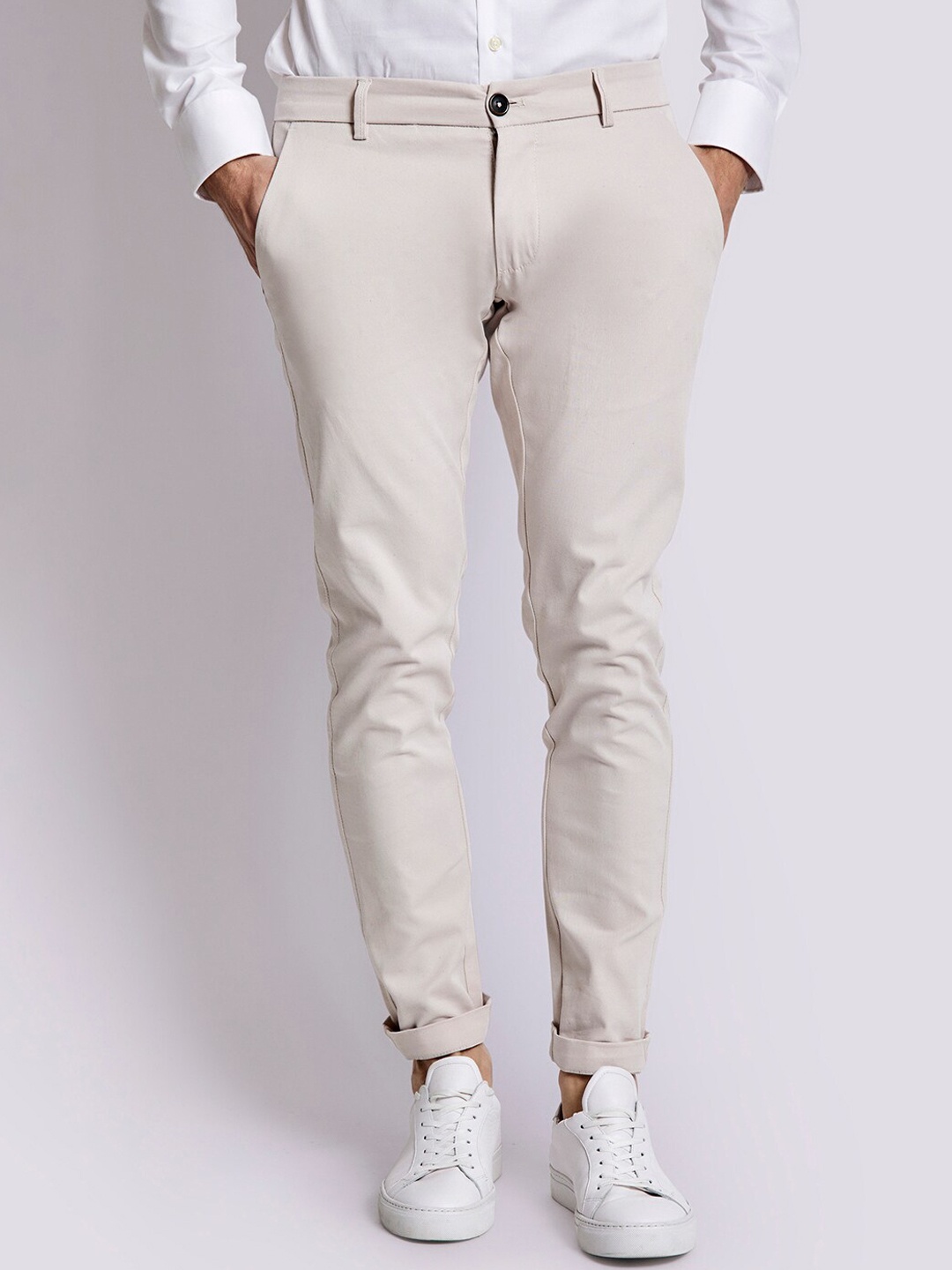 

Bruun & Stengade Men Slim Fit Chinos Trousers, Beige