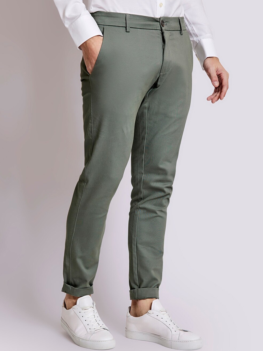 

Bruun & Stengade Men Slim Fit Chinos Trousers, Olive