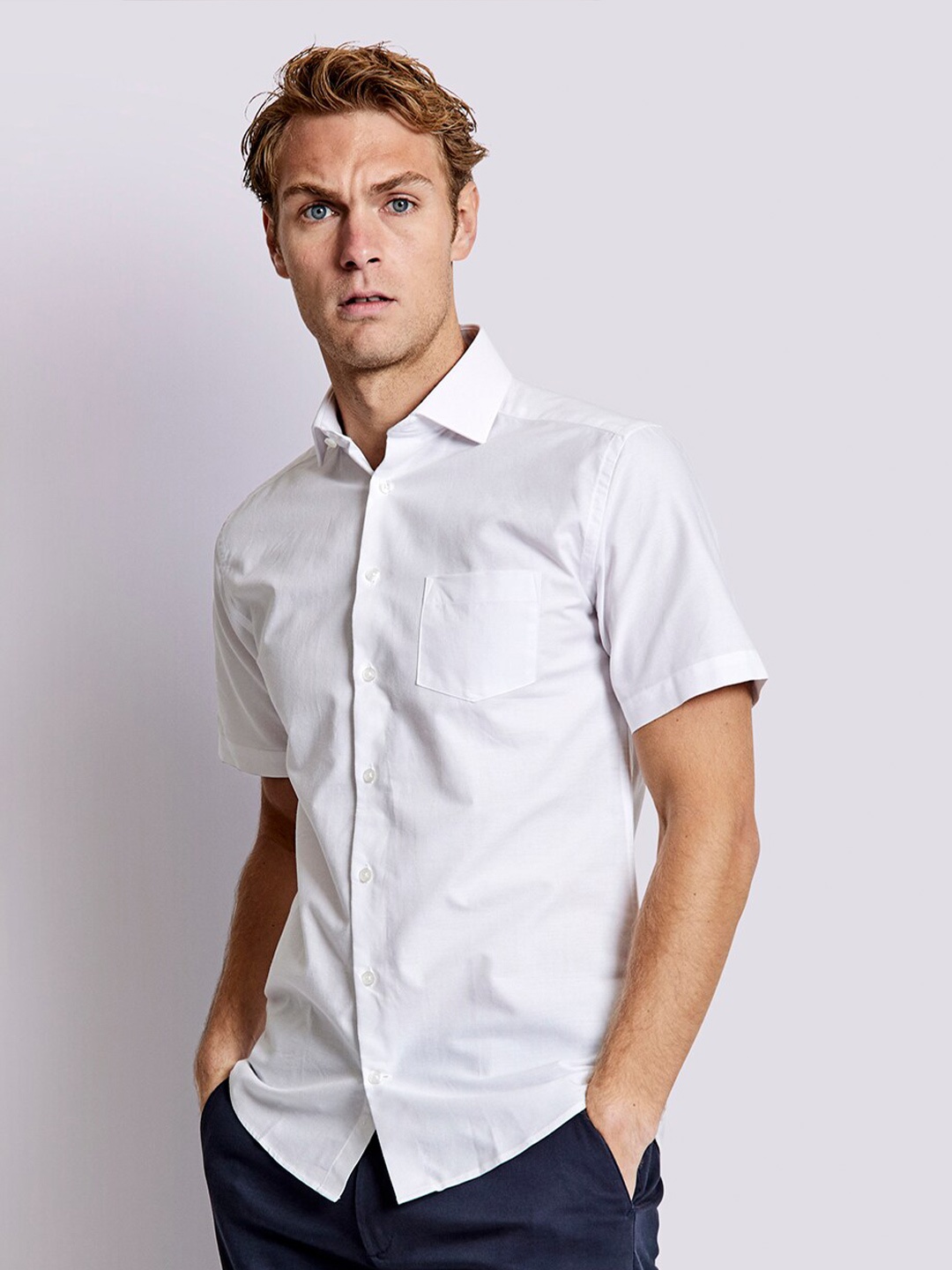 

Bruun & Stengade Men Classic Pure Cotton Casual Shirt, White