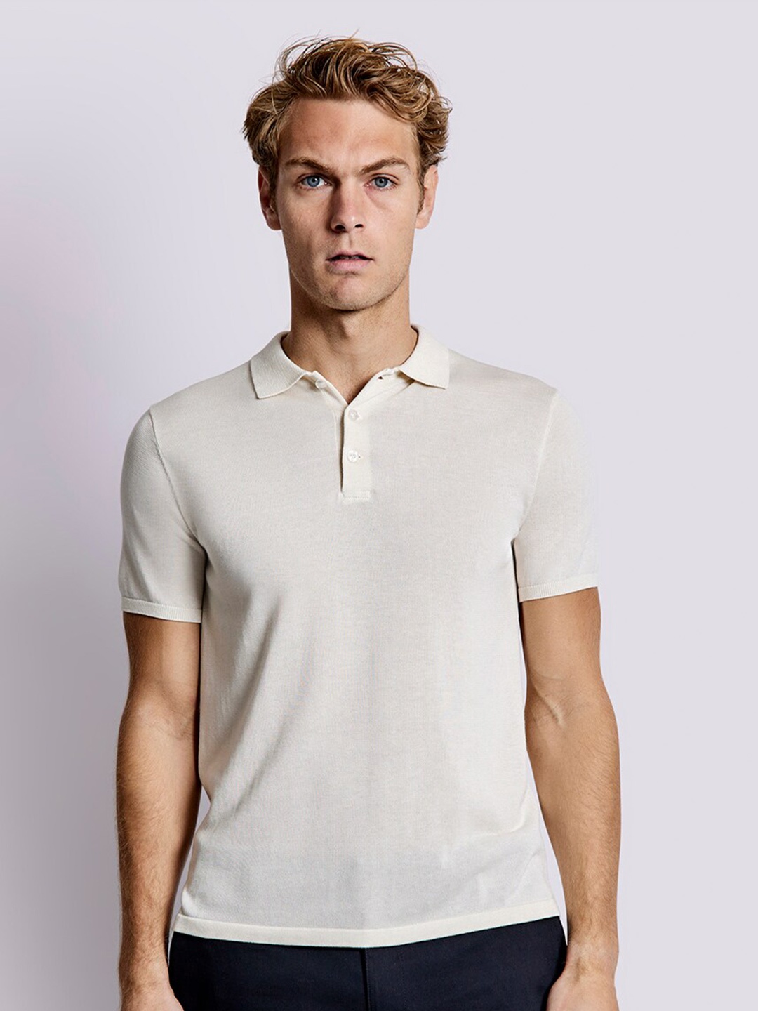 

Bruun & Stengade Men Polo Collar T-Shirt, Beige