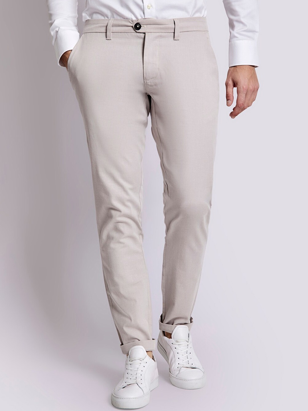 

Bruun & Stengade Men Slim Fit Chinos Trousers, Beige