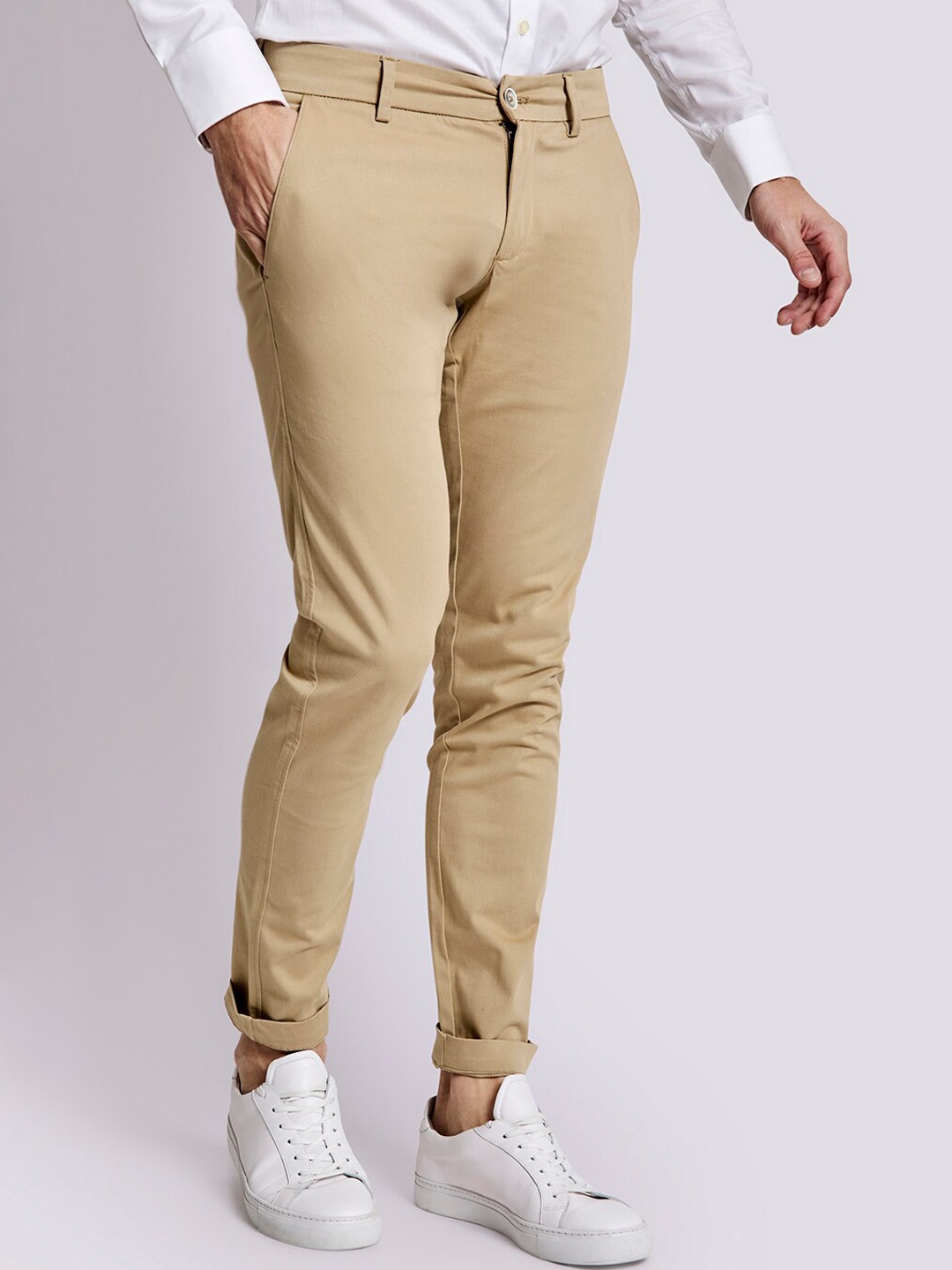 

Bruun & Stengade Men Mid Rise Slim Fit Trousers, Beige