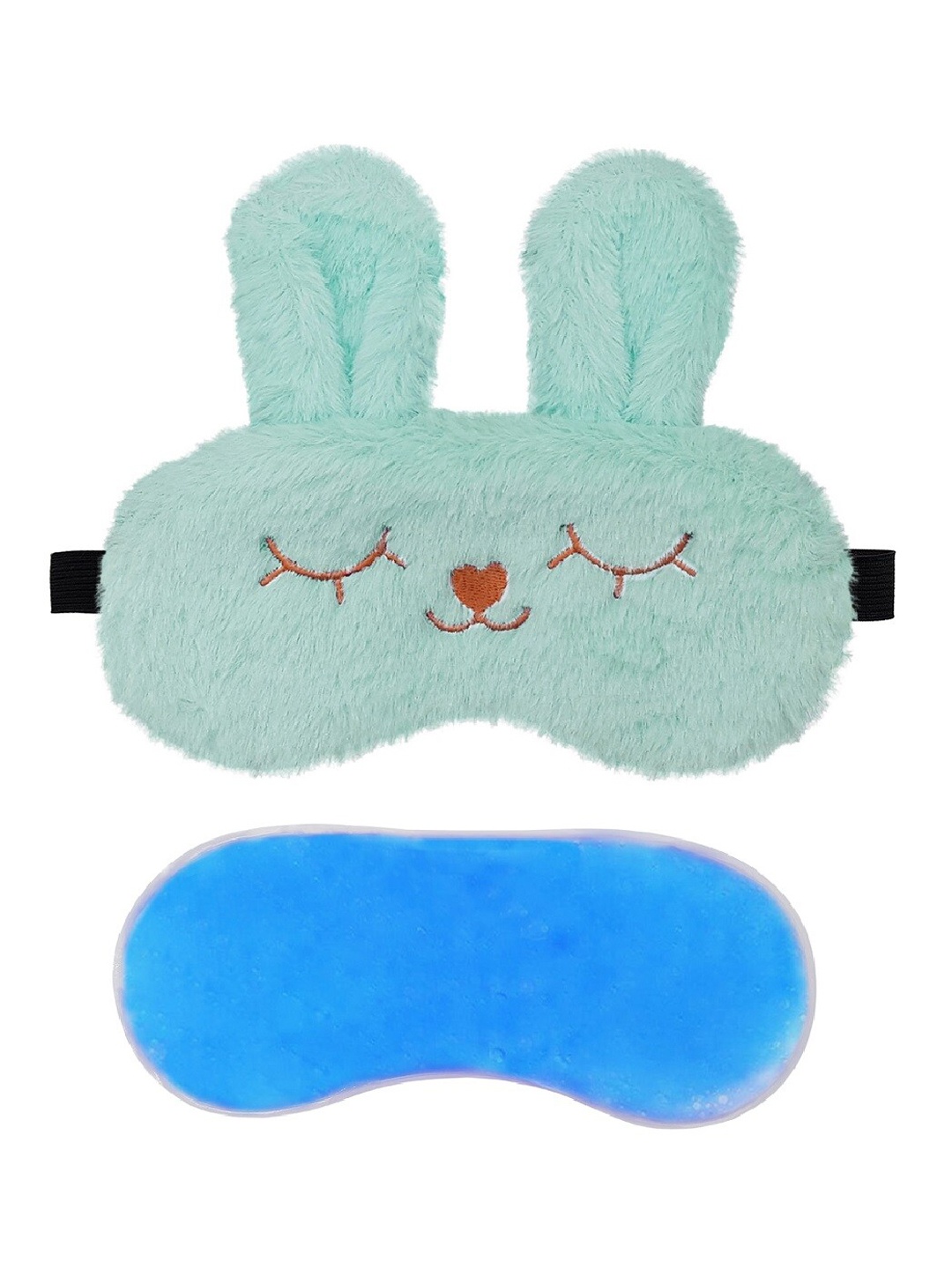 

JENNA Bunny Cute Fur Sleeping Eye Mask With With Cooling, Relaxing and Soothing Ice Gel, Sea green