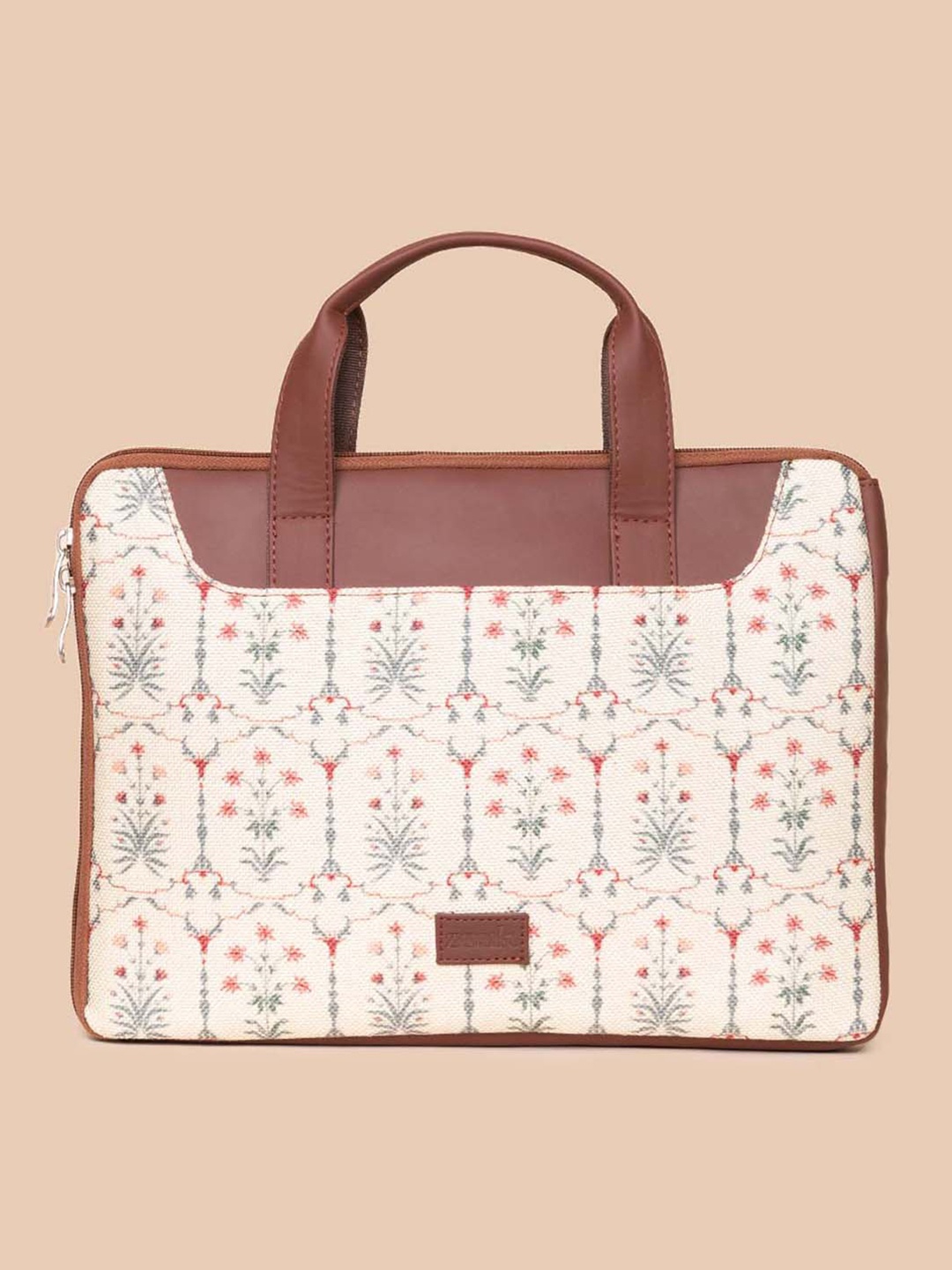 

ZOUK Women White & Brown Printed Jute Laptop Sleeve