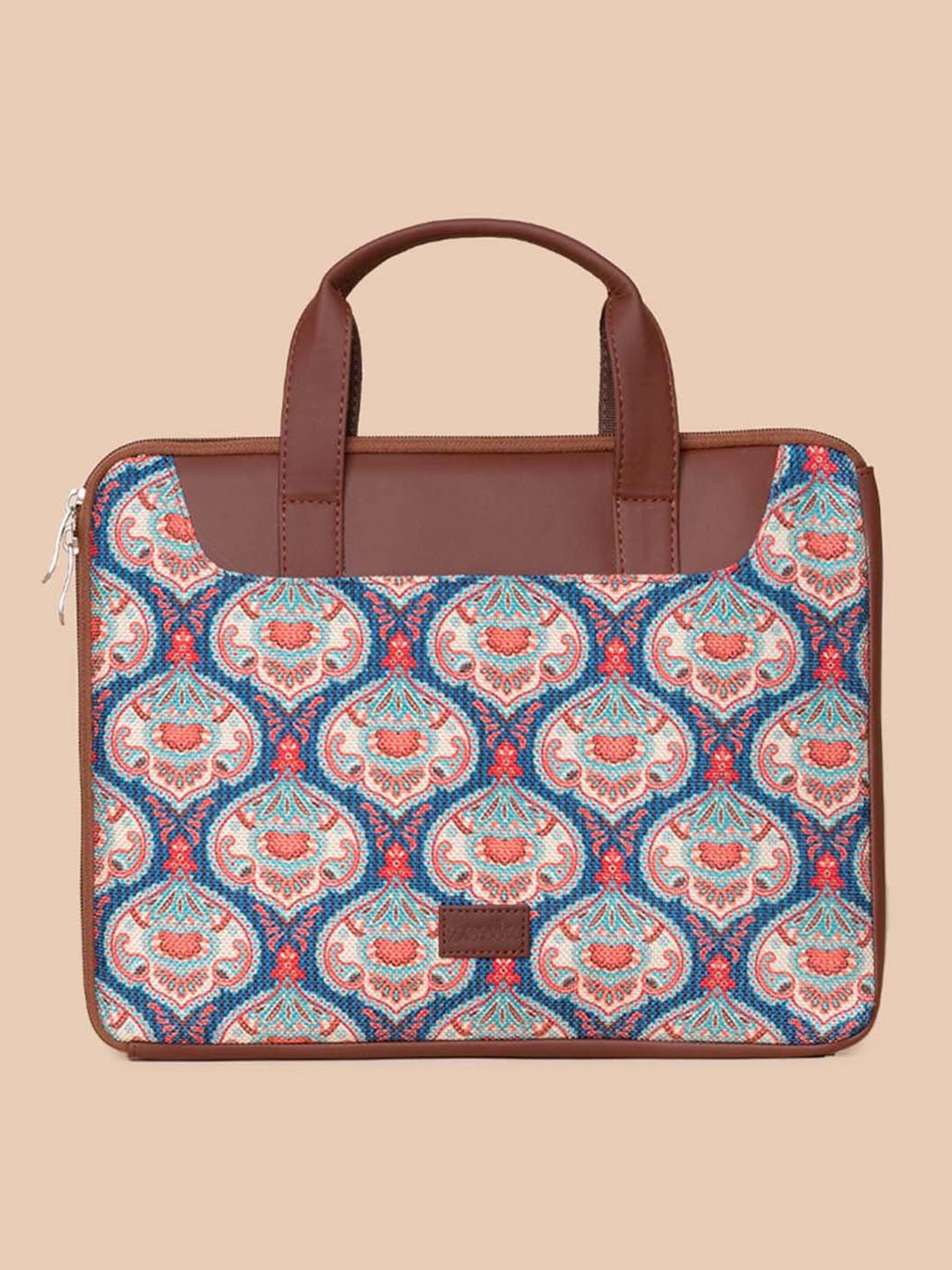 

ZOUK Women Blue & Brown Printed Jute Laptop Sleeve